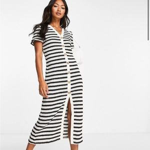 Mango Midi Striped Crochet Dress